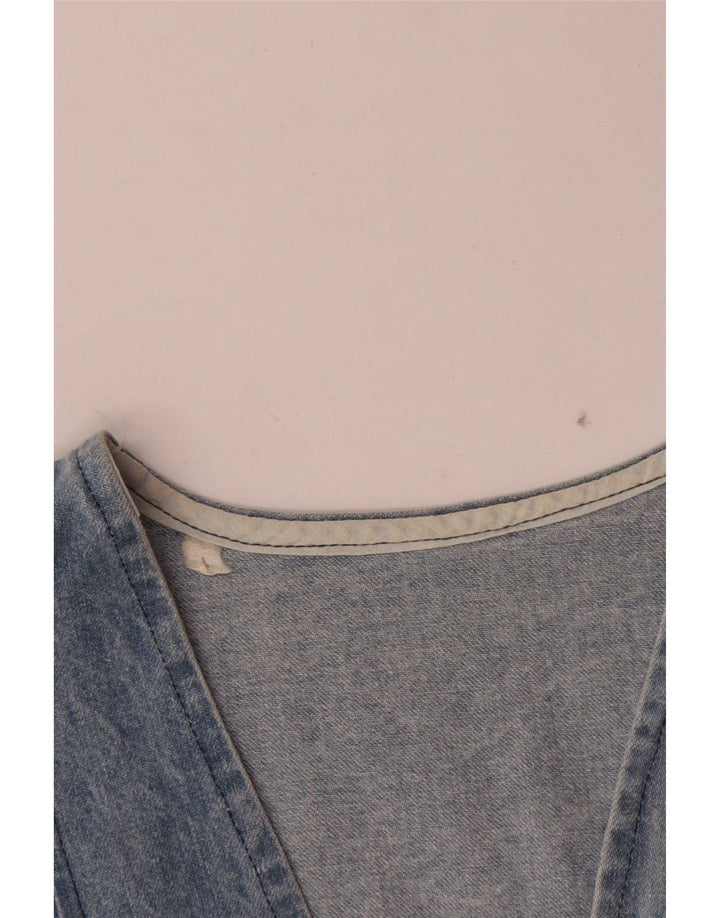 Vintage Womens Denim Waistcoat UK 14 Large Blue