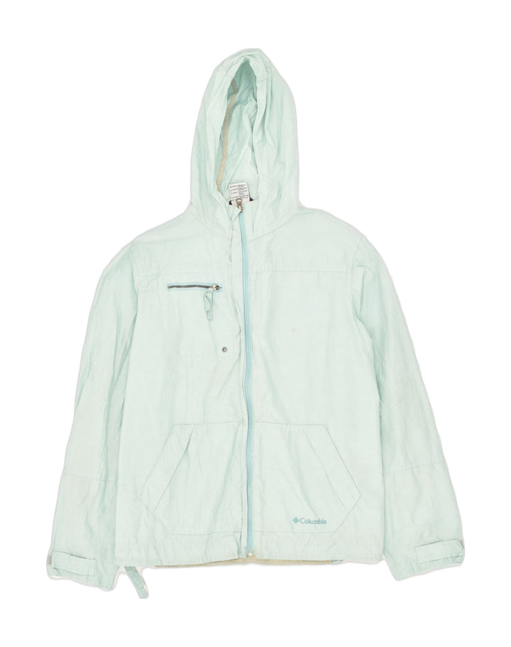 COLUMBIA Womens Hooded Rain Jacket UK 14 Large Blue Cotton | Vintage Columbia | Thrift | Second-Hand Columbia | Used Clothing | Messina Hembry 