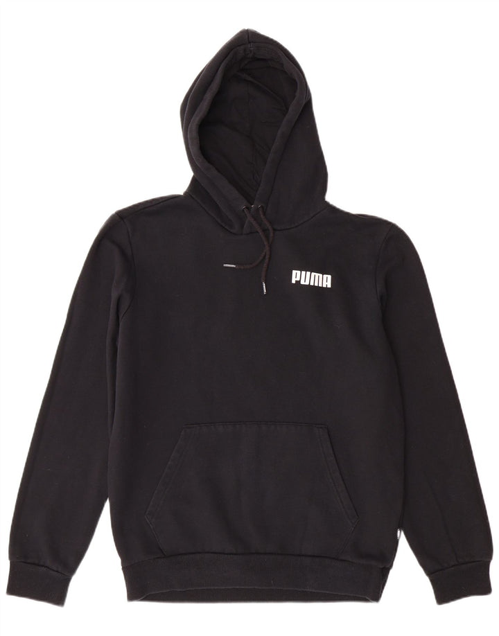 PUMA Mens Hoodie Jumper Small Black Cotton