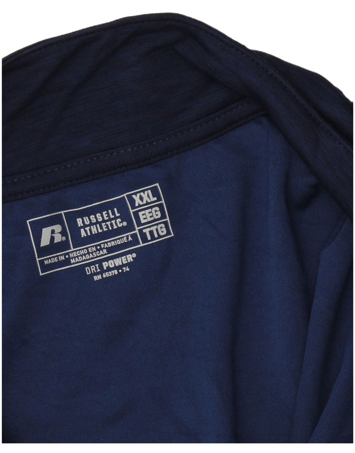 RUSSELL ATHLETIC Mens Dri-Power Pullover Tracksuit Top 2XL Navy Blue