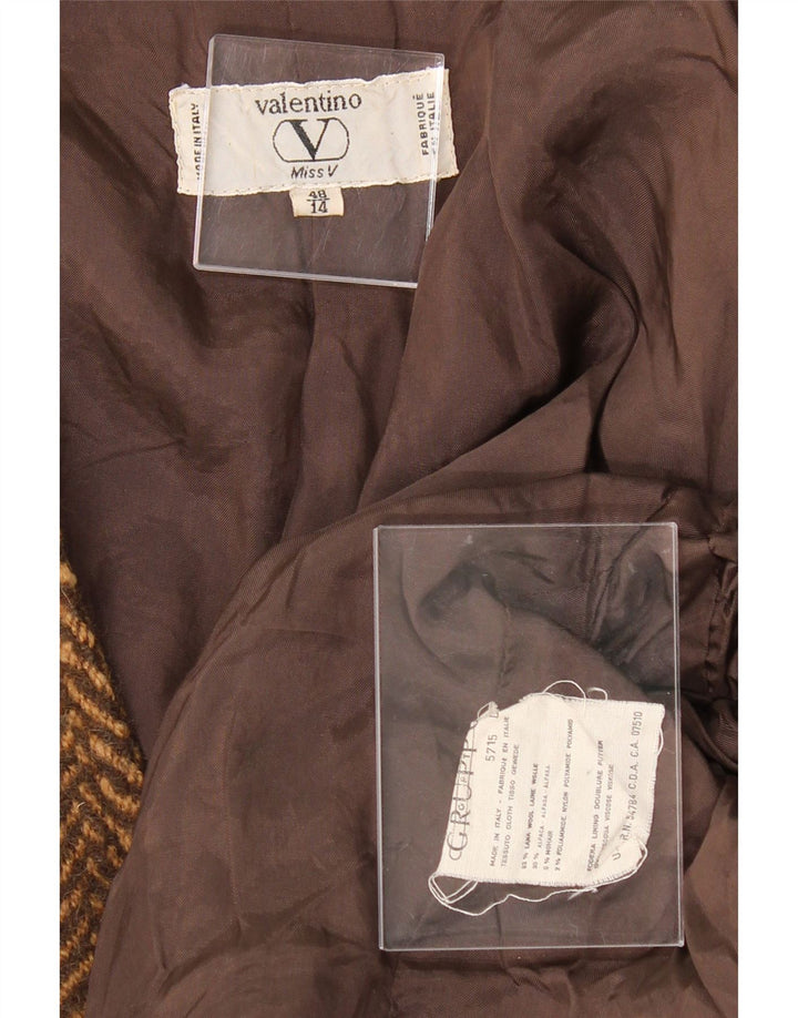 VALENTINO Womens 2 Button Blazer Jacket IT 48 XL Brown Herringbone Vintage Valentino and Second-Hand Valentino from Messina Hembry 