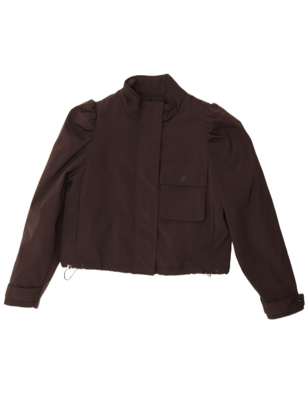 Zara Womens Crop Oversize Bomber Jacket UK 10 Petit Noir