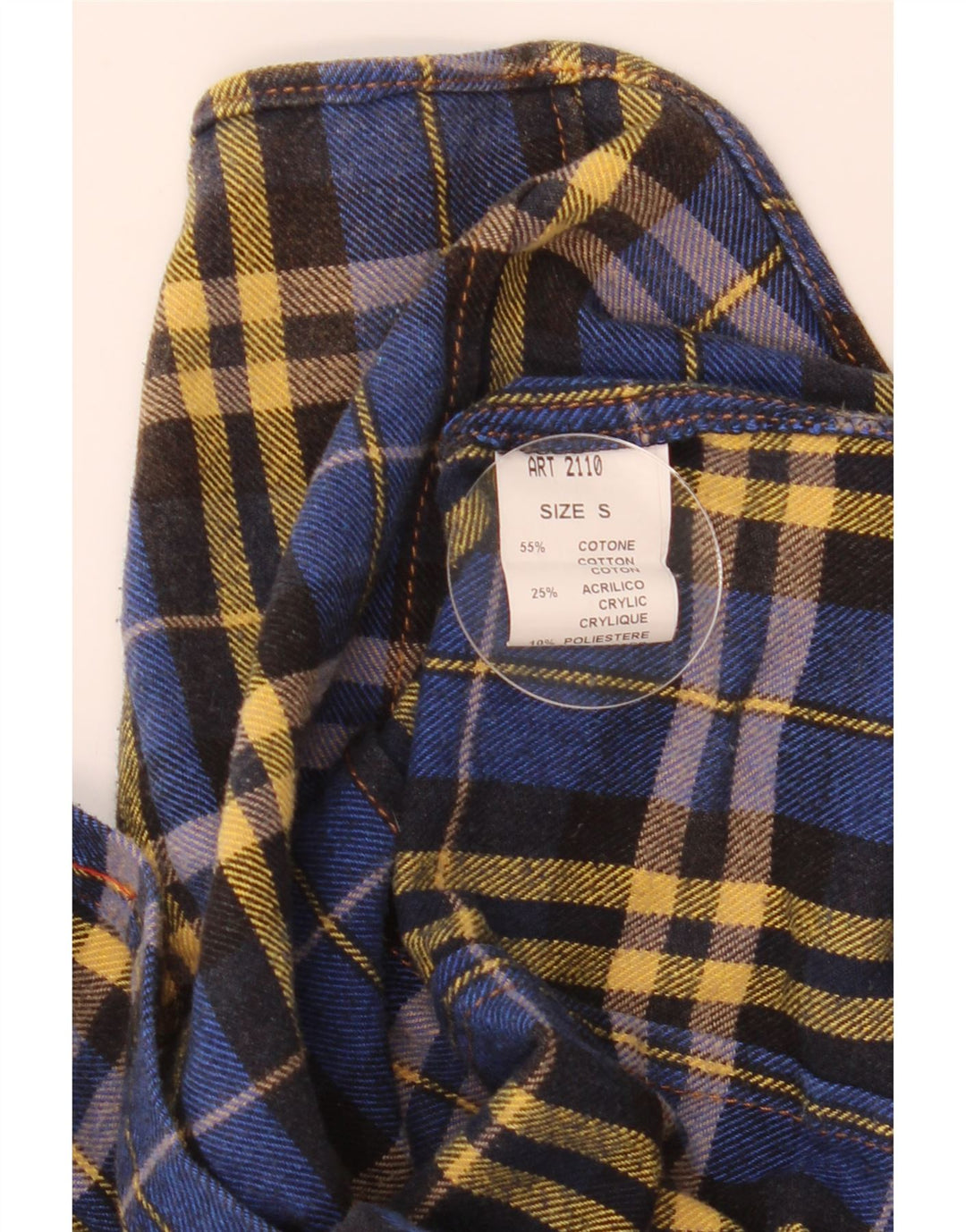 Vintage Herren Flanellhemd, klein, blau kariert, Baumwolle