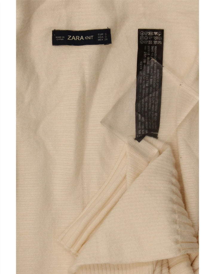 Zara Womens Oversized Longline Open Cardigan Sweater UK 10 Small Beige