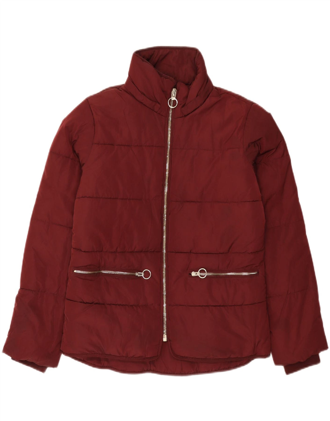 Topshop Damen Übergroße wattierte Jacke, UK 8, Small, Burgunderrot, Polyester