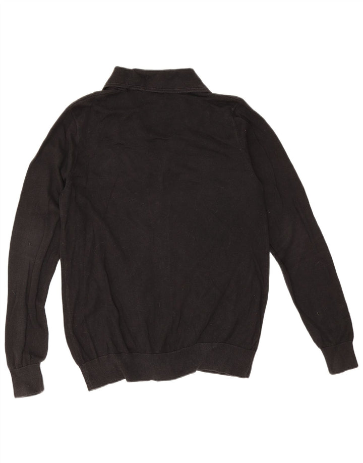 Fred Perry Boys Cardigan Sweater 13-14 Years Large Black Cotton