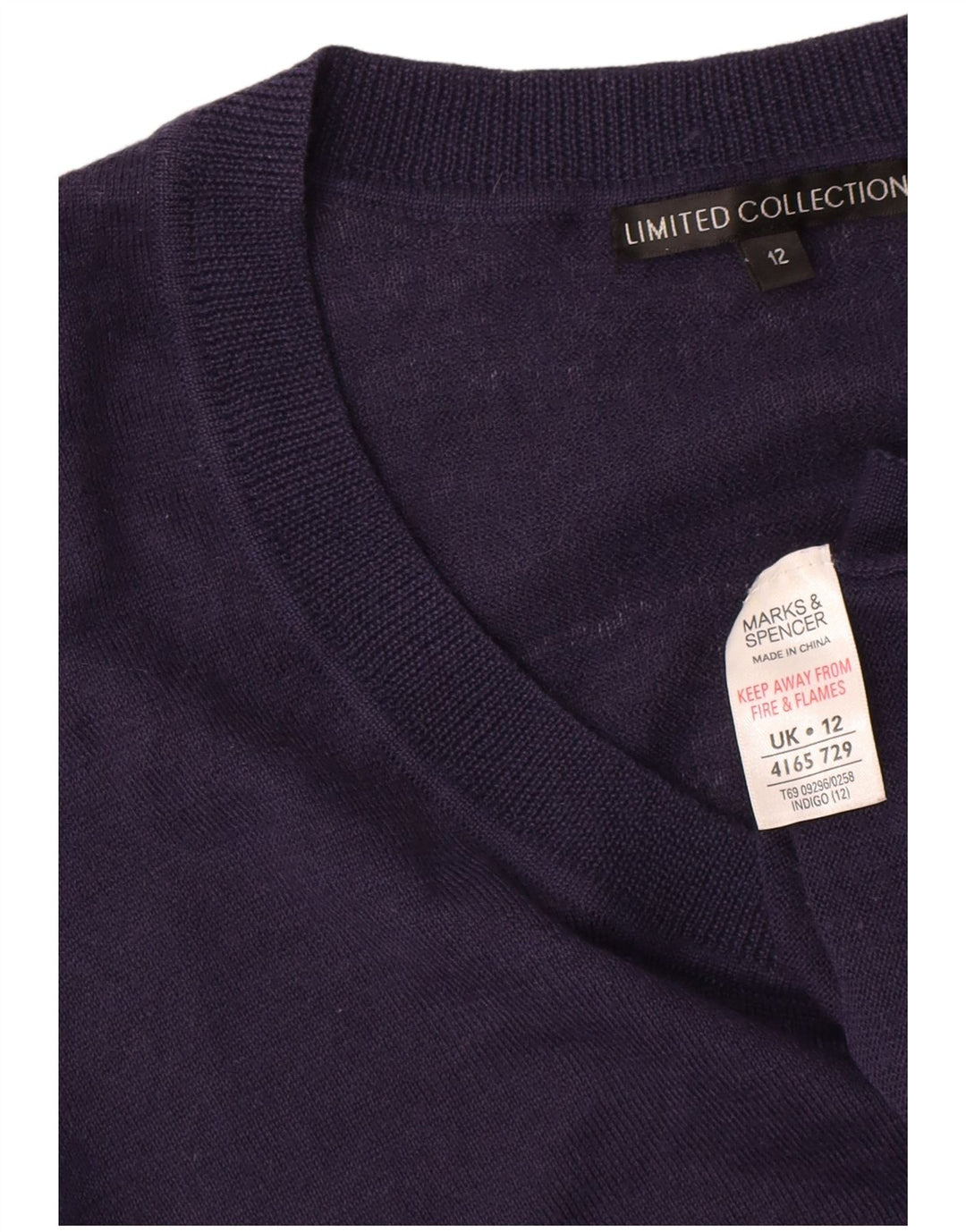 Marks & Spencer Dame Boat Neck Jumper Sweater UK 12 Medium Navy Blue