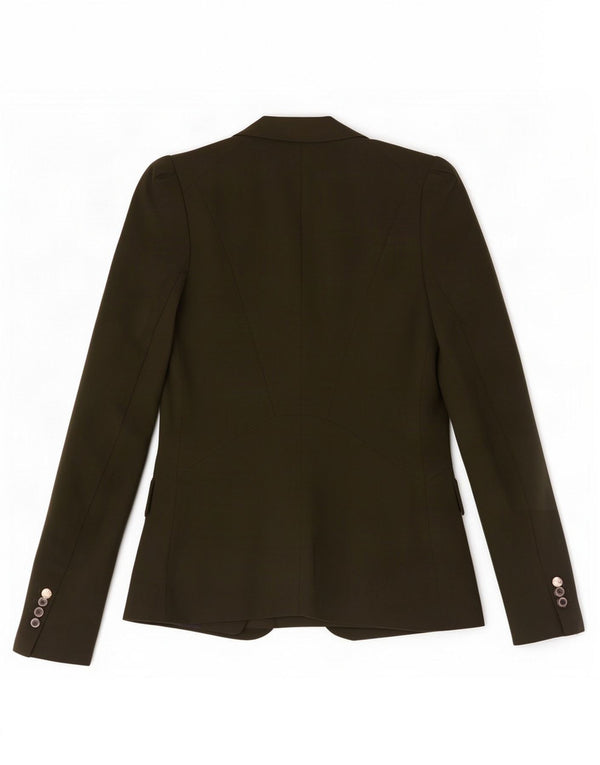Zara Womens 1 Button Blazer Jacket UK 6 XS Khaki Polyester
