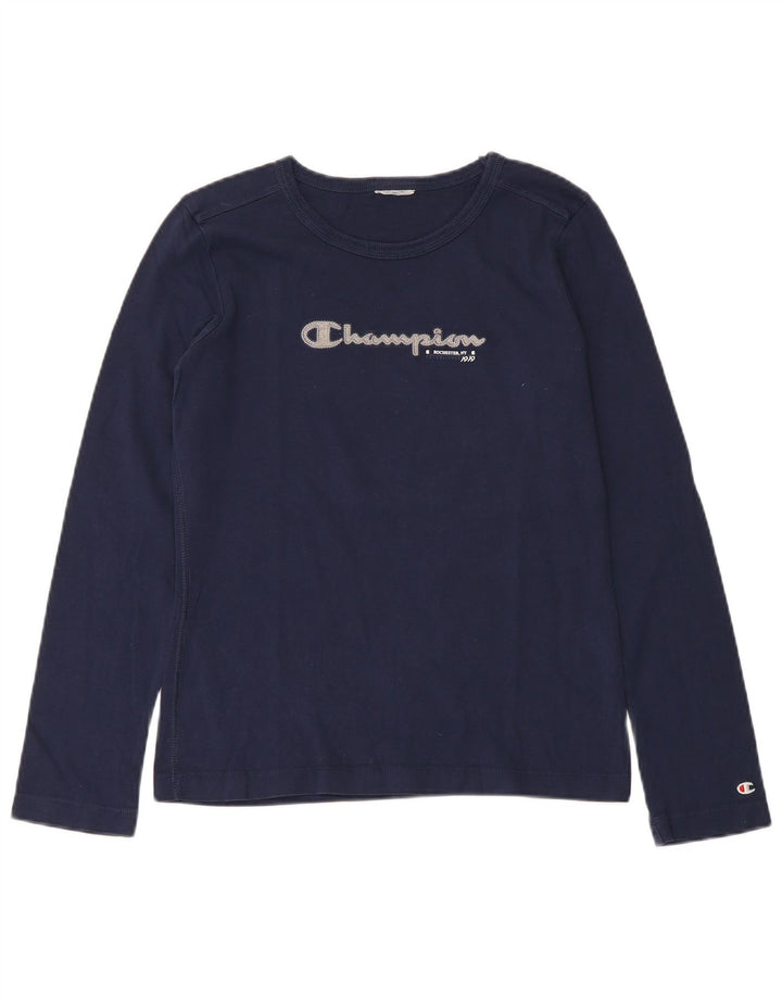 CHAMPION Womens Top Long Sleeve UK 8 Small Navy Blue Cotton