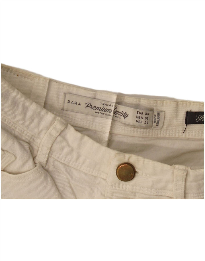 Zara Womens Denim Shorts EU 34 2XS W24  White