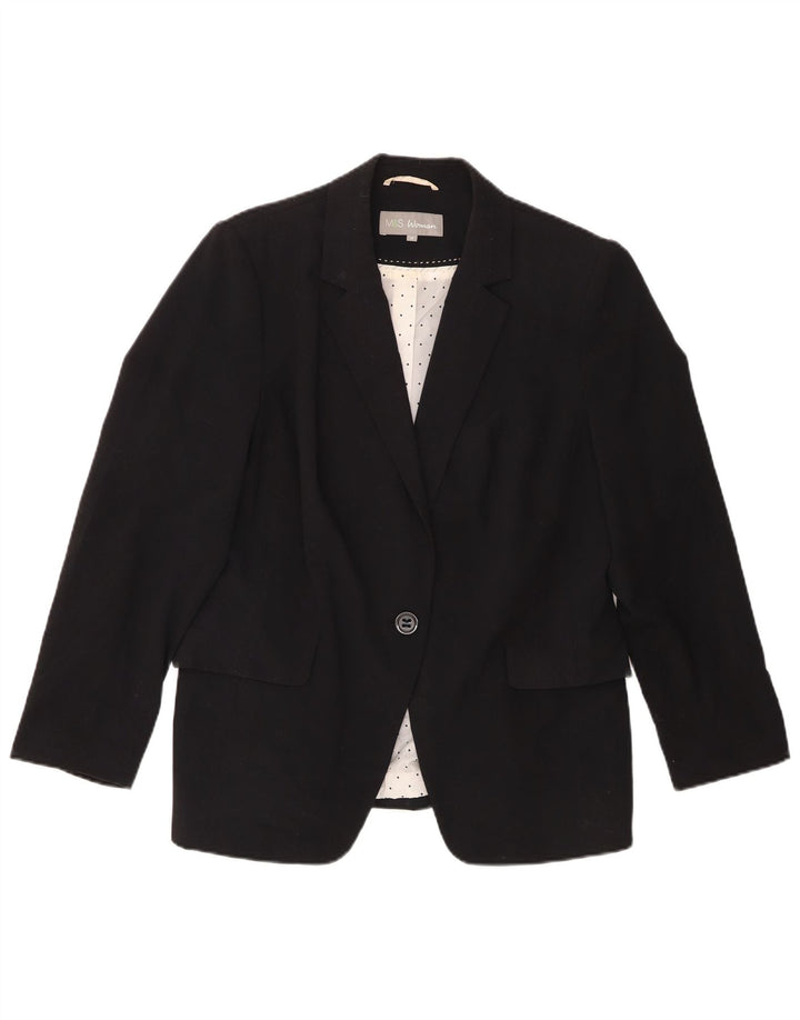 Marks & Spencer Chaqueta tipo blazer con 1 botón para mujer UK 46 Grande Poliéster negro
