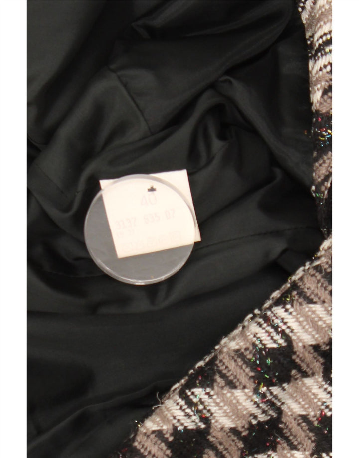 Giacca blazer vintage da donna a 1 bottone IT 40 piccola viscosa pied de poule grigia