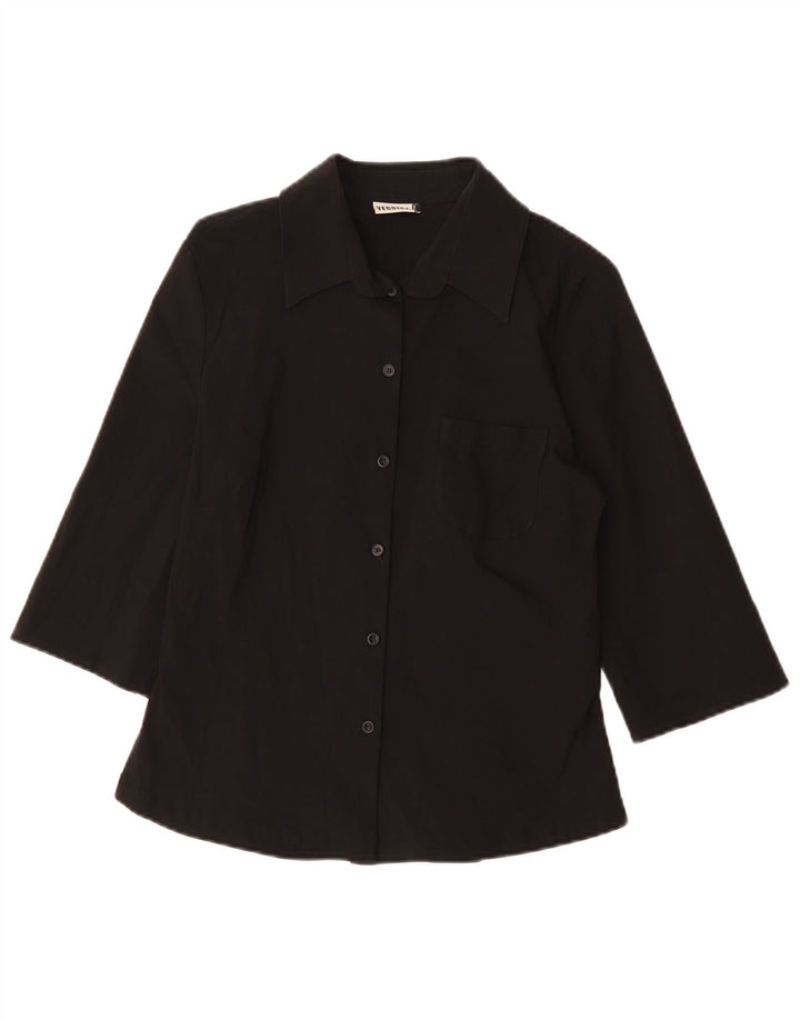 YESSICA Womens 3/4 Sleeve Shirt Blouse EU 38 Medium Black Viscose