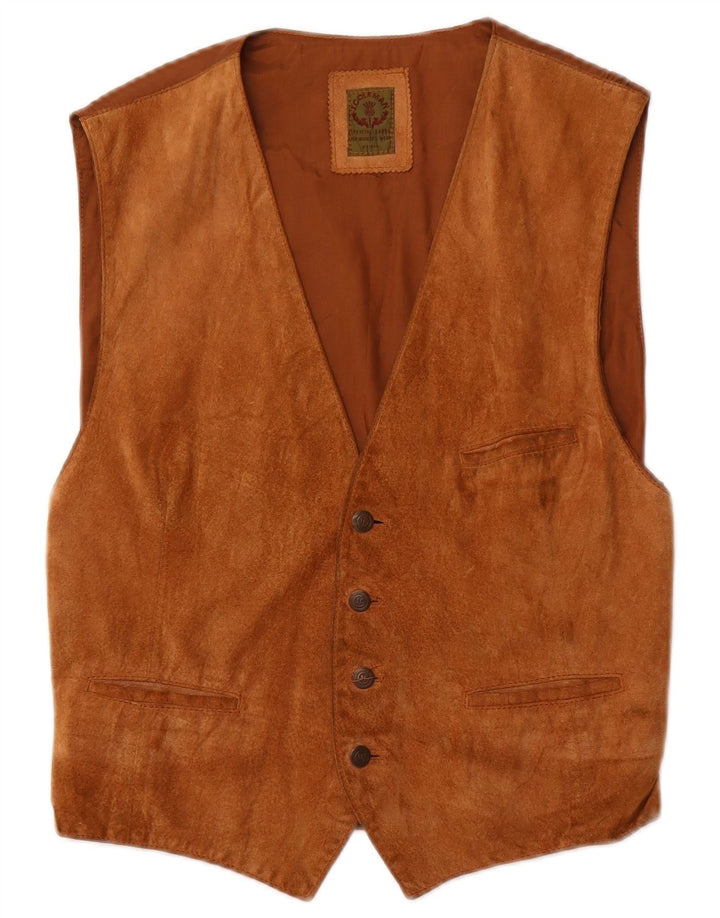Jey Coleman Mens Suede Waistcoat IT 48 Medium Brown