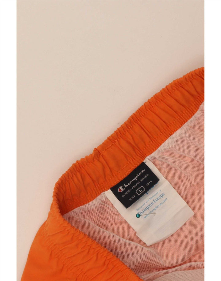 Champion Mens Graphic Swimming Shorts Large Orange Colourblock Polyester
