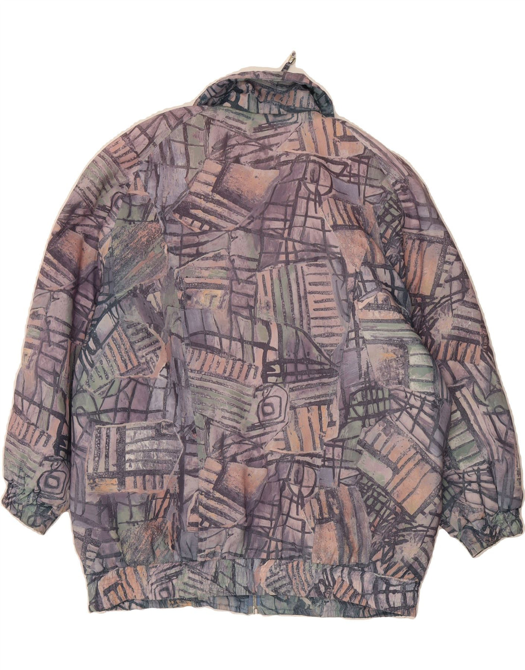 VINTAGE Womens Abstract Pattern Windbreaker Jacket EU 42 Large Navy Blue Vintage Vintage and Second-Hand Vintage from Messina Hembry 