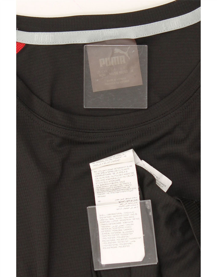 PUMA Mens T-Shirt Top Medium Black Polyester Vintage Puma and Second-Hand Puma from Messina Hembry 