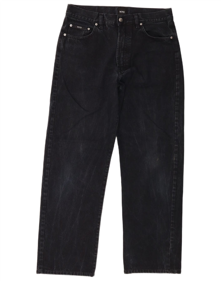 Hugo Boss Mens Straight Jeans W34 L30 Black Cotton