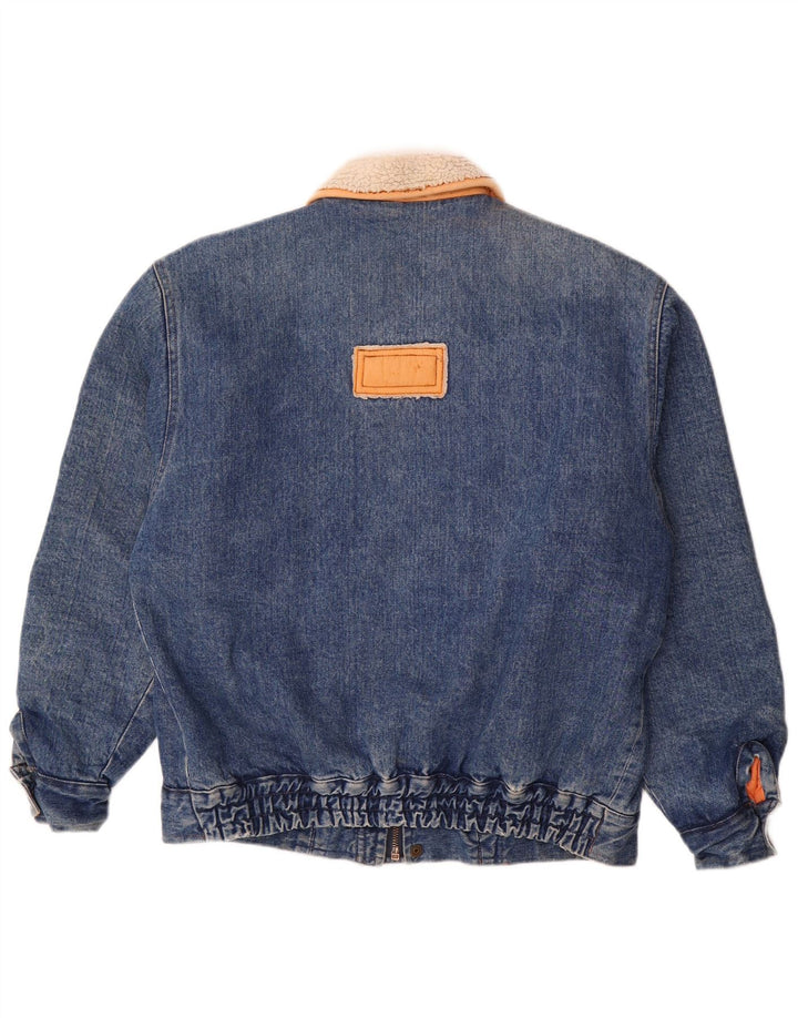 Mash Mens Denim Sherpa Jacket UK 40 Large Blue Cotton