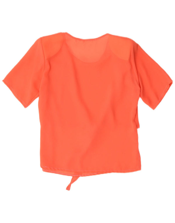 Vintage Damen Übergroße Bluse Top UK 10 Small Orange Polyamid