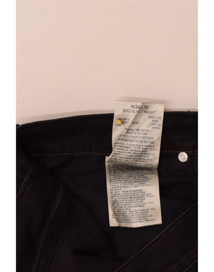 Lee Mens Brooklyn Straight Jeans W34 L30 Black Cotton