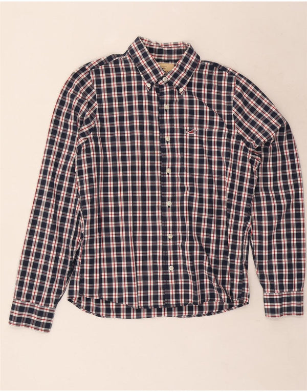 Hollister Mens Shirt Large Navy Blue Check Cotton