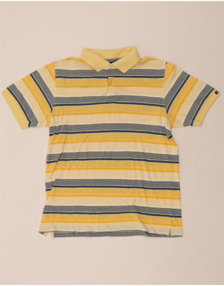 CHAPS Mens Polo Shirt Medium Yellow Striped Cotton Vintage Chaps and Second-Hand Chaps from Messina Hembry 