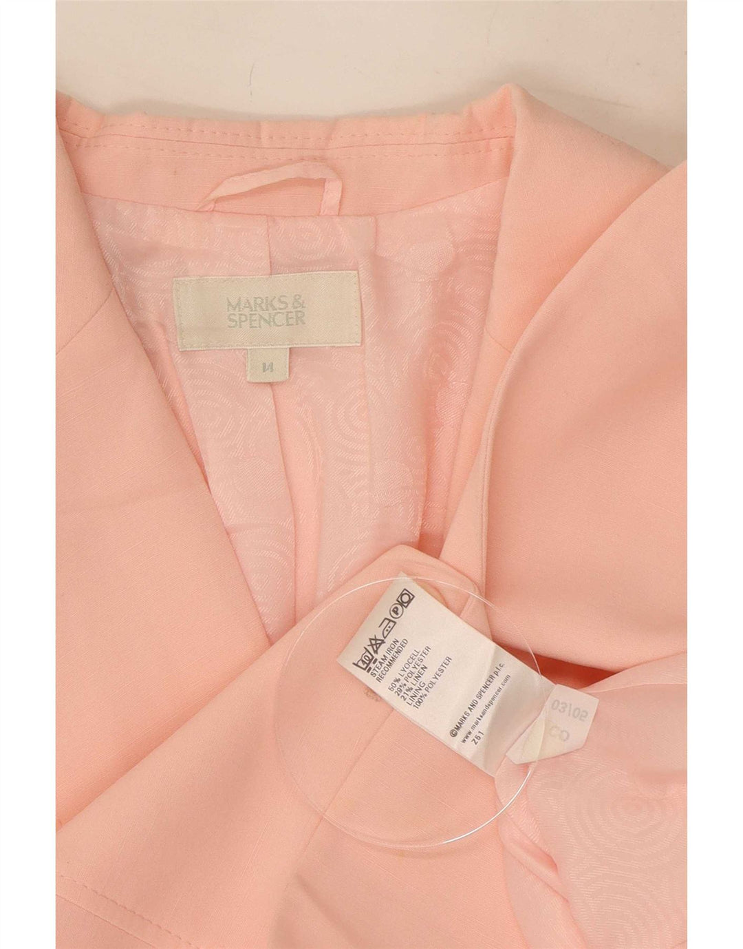 Marks & Spencer Veste blazer à 2 boutons pour femme UK 14 Large Rose Lyocell