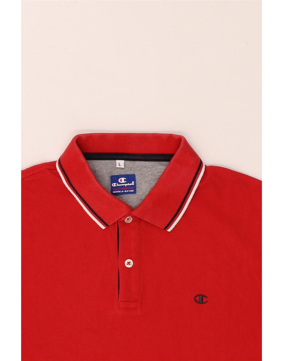 CHAMPION Mens Polo Shirt Large Red Vintage Champion and Second-Hand Champion from Messina Hembry 