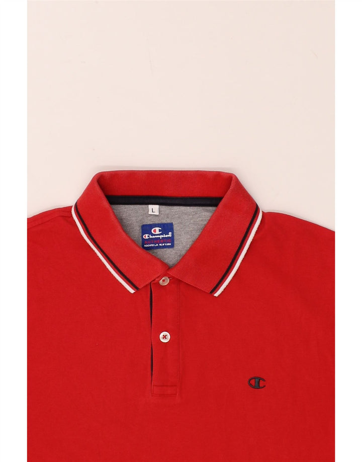 CHAMPION Mens Polo Shirt Large Red Vintage Champion and Second-Hand Champion from Messina Hembry 
