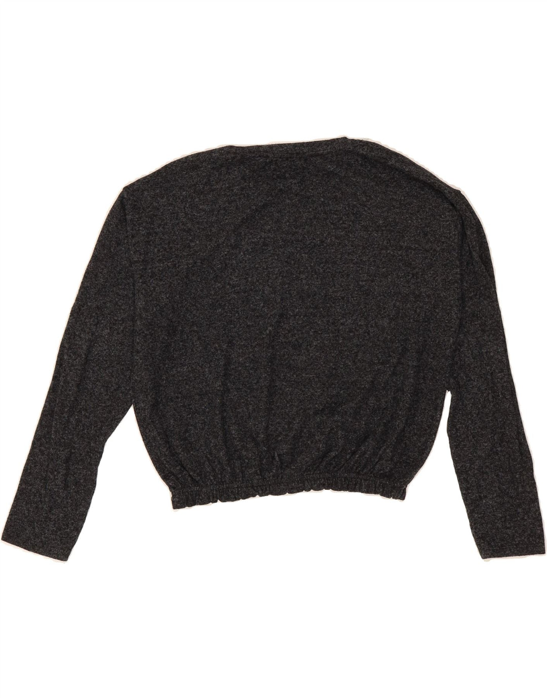 BENETTON Womens Crop Graphic Top Long Sleeve UK 12 Medium Grey Vintage Benetton and Second-Hand Benetton from Messina Hembry 