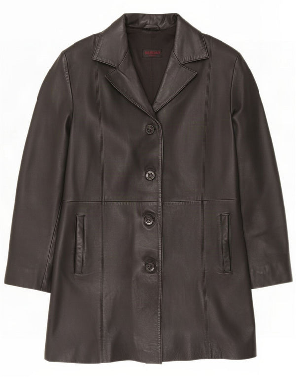 Abrigo de cuero con 4 botones Sardar para mujer UK 44 Medium Black