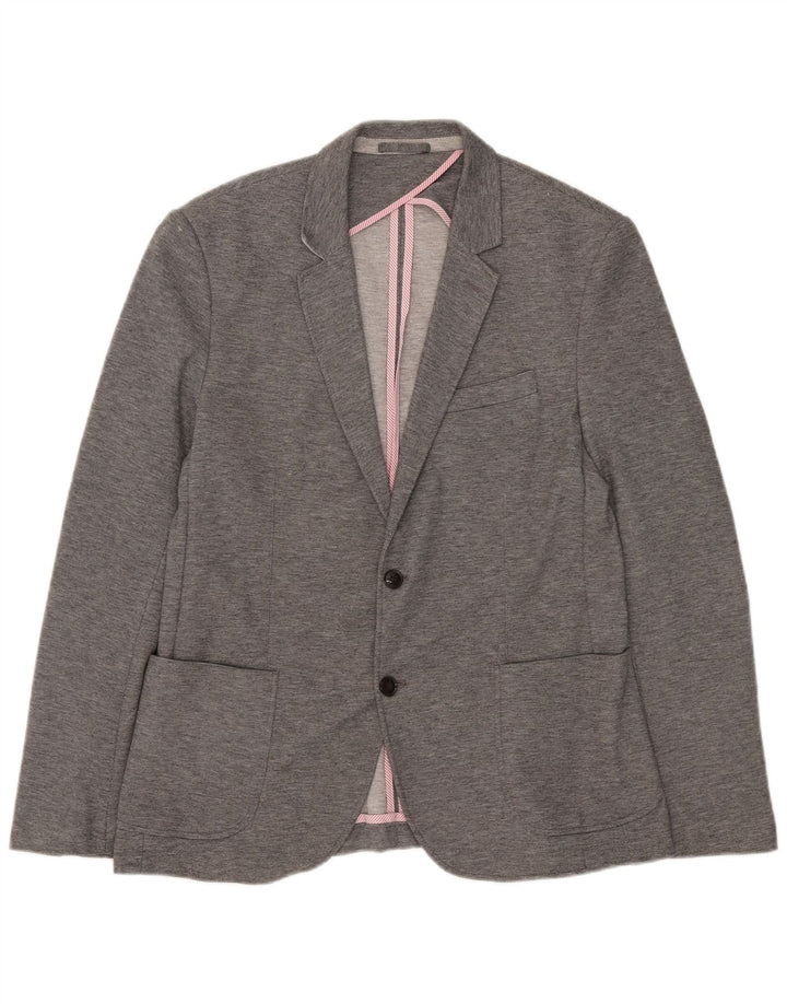 Zara Mens 2 Button Blazer Jacket EU 54 XL Grey Polyester