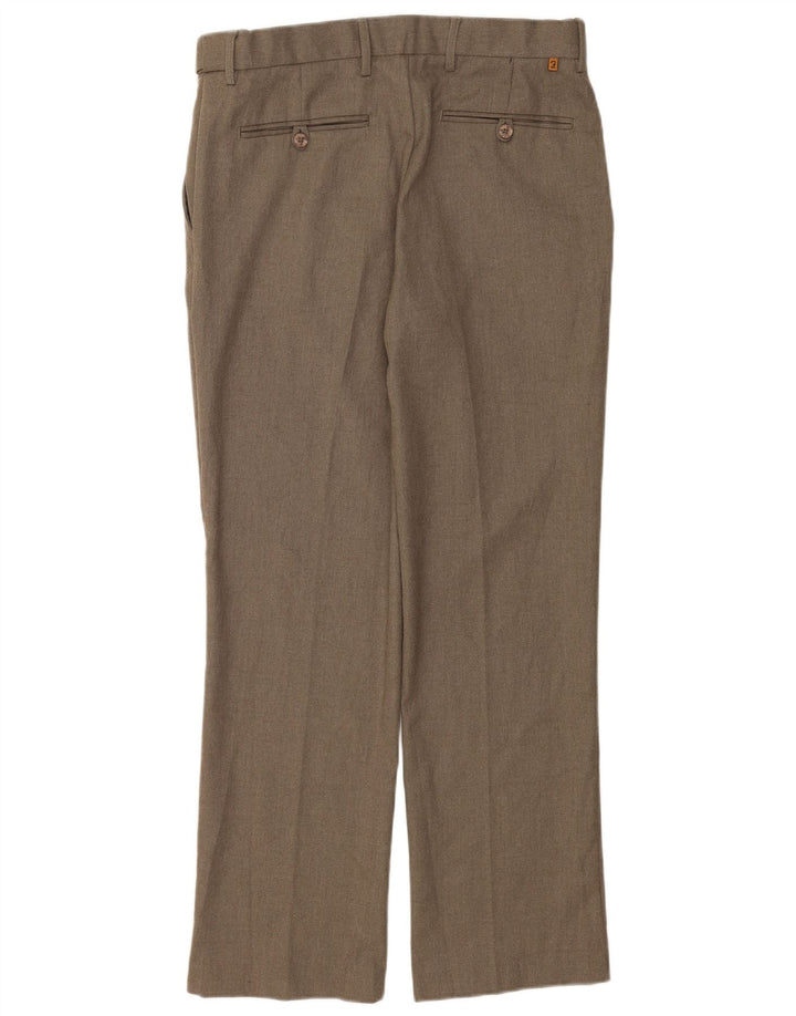 Farah Mens Classic Fit Straight Suit Trousers  W34 L31 Brown Polyester