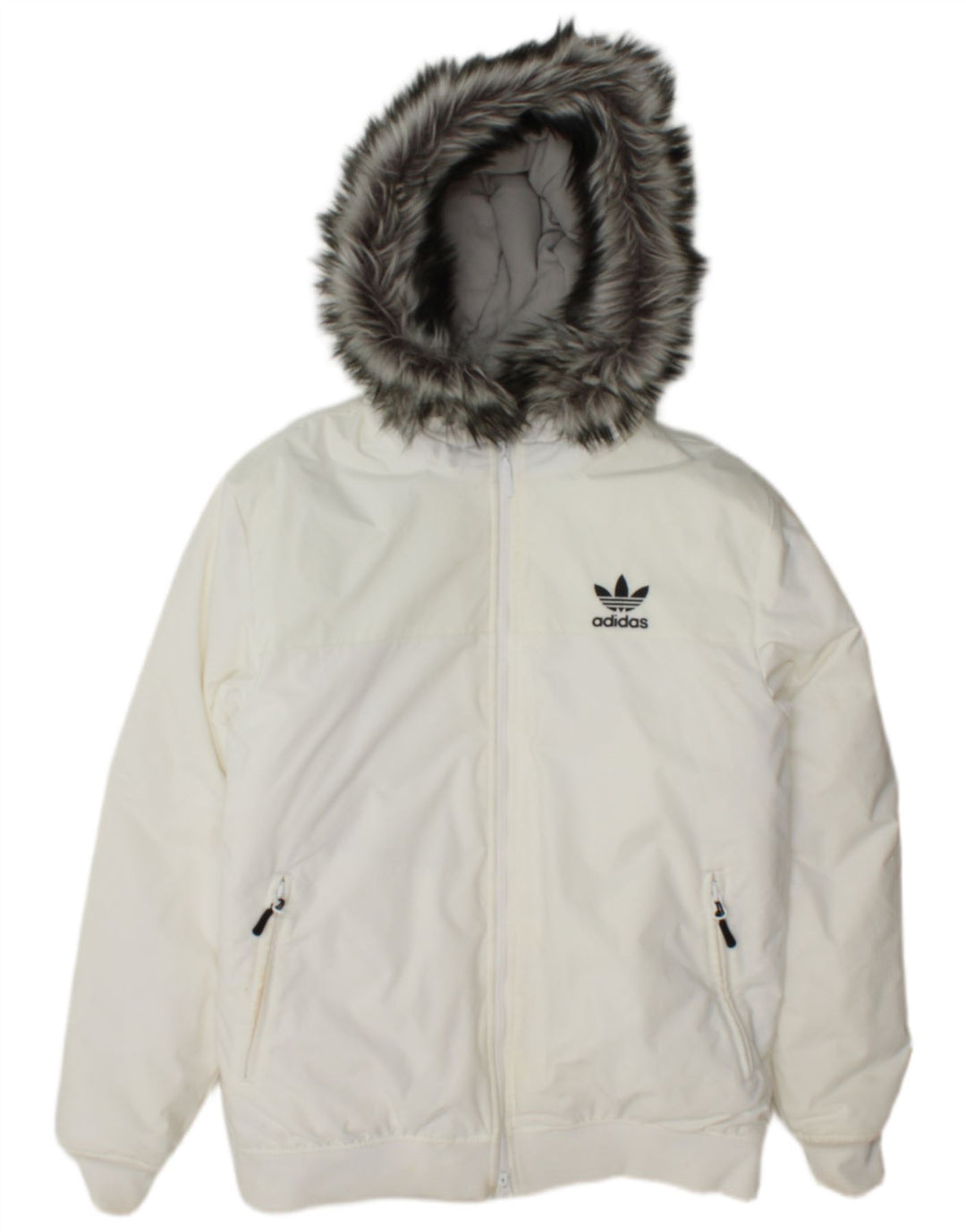 Giubbotto bomber imbottito con cappuccio da uomo Adidas UK 38 nylon bianco medio
