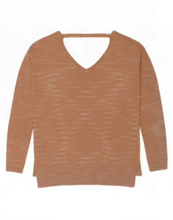 Marks & Spencer Γυναικείο πουλόβερ με λαιμόκοψη σε V UK 10 Small Pink ριγέ