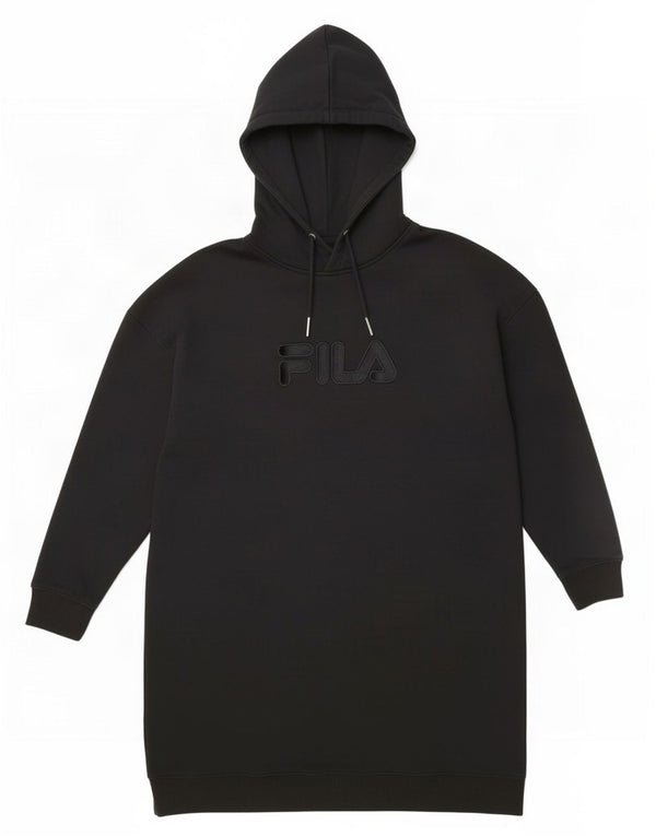 Fila Dame Oversized grafisk langærmet hættekjole UK 10 Small Black