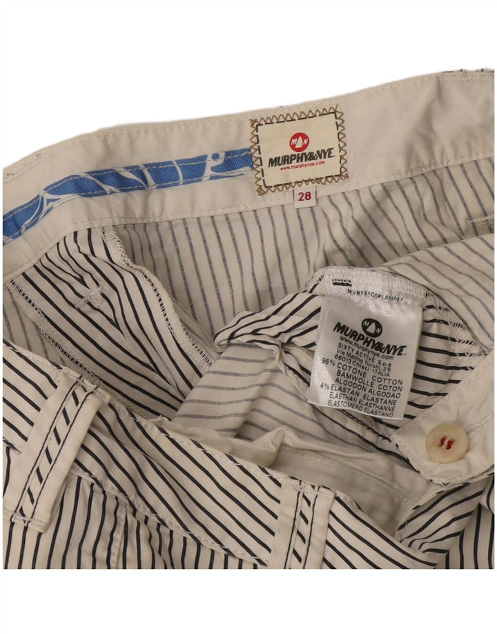 Murphy & Nye Womens Bermuda Shorts W28 Medium White Striped Cotton