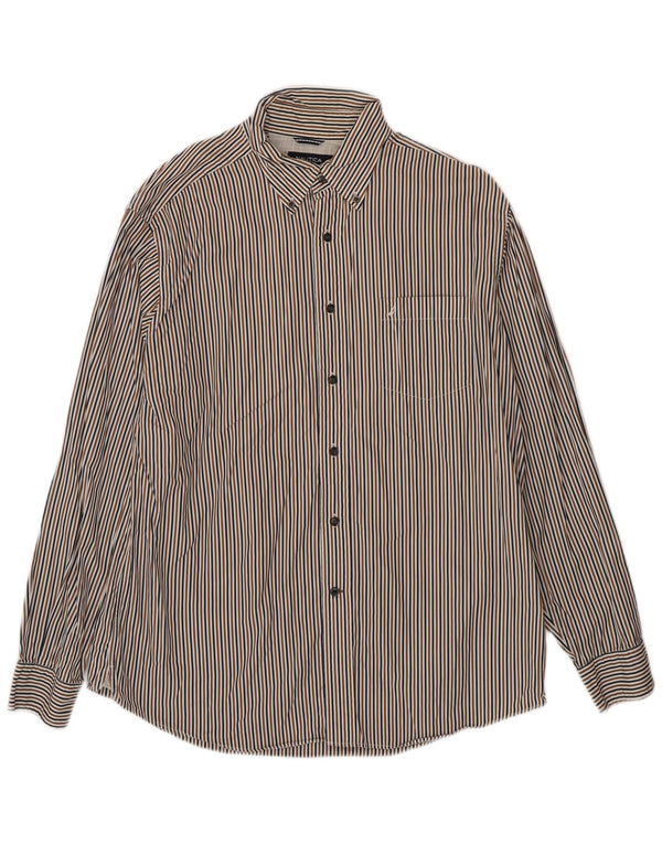 Nautica Mens Shirt Large Multicoloured Striped Cotton