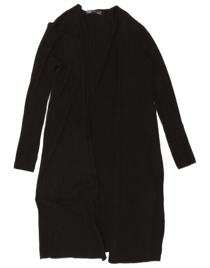 Marks & Spencer Womens Longline Open Cardigan Sweater UK 8 Small Black