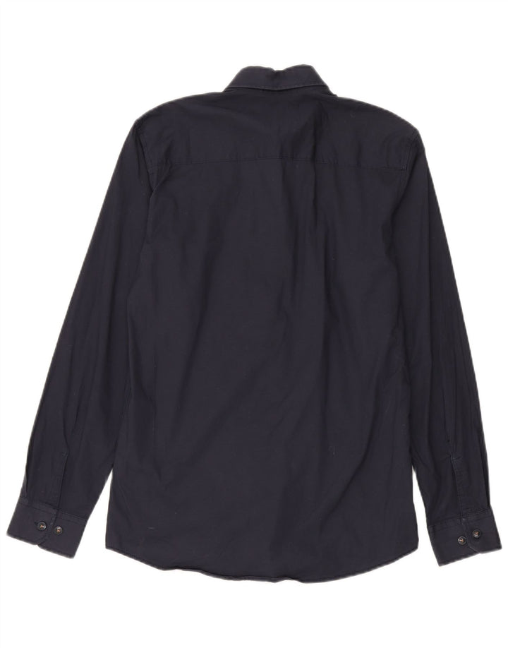 Jack & Jones Mens Shirt Small Navy Blue Cotton