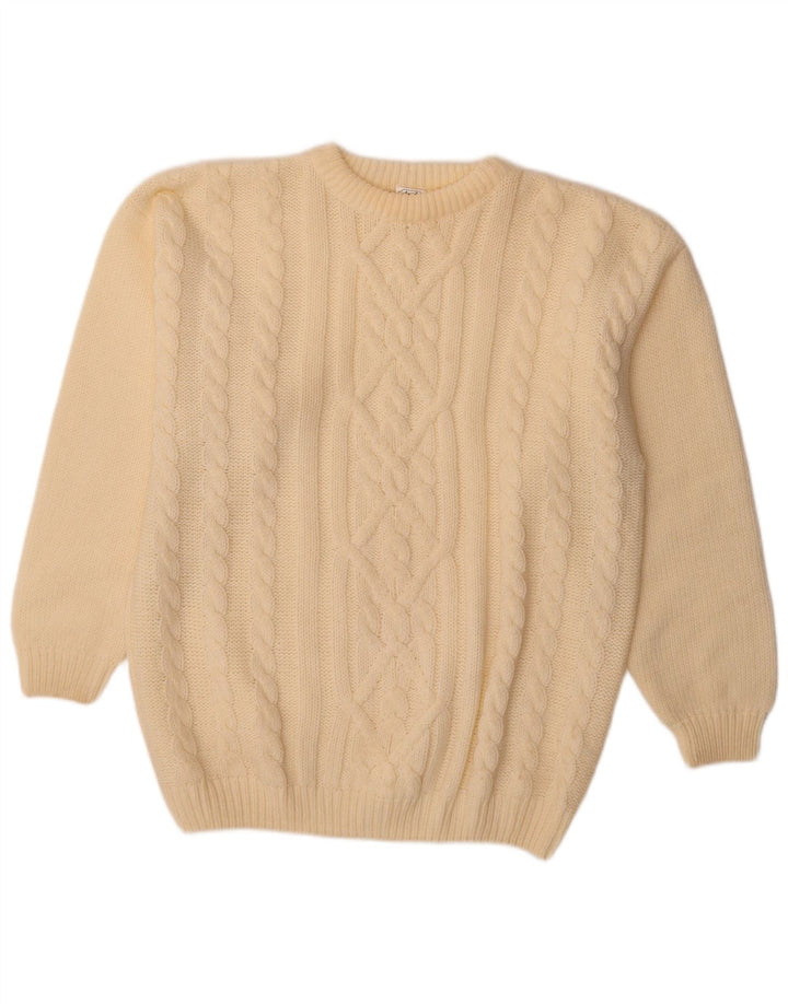 Angelo Muroni Herren-Pullover mit Rundhalsausschnitt, groß, cremefarbenes Polyacryl