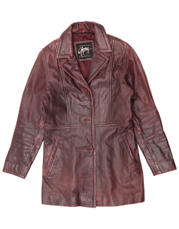 Cappotto in pelle da donna Gipsy by Mauritius UK 12 Borgogna medio