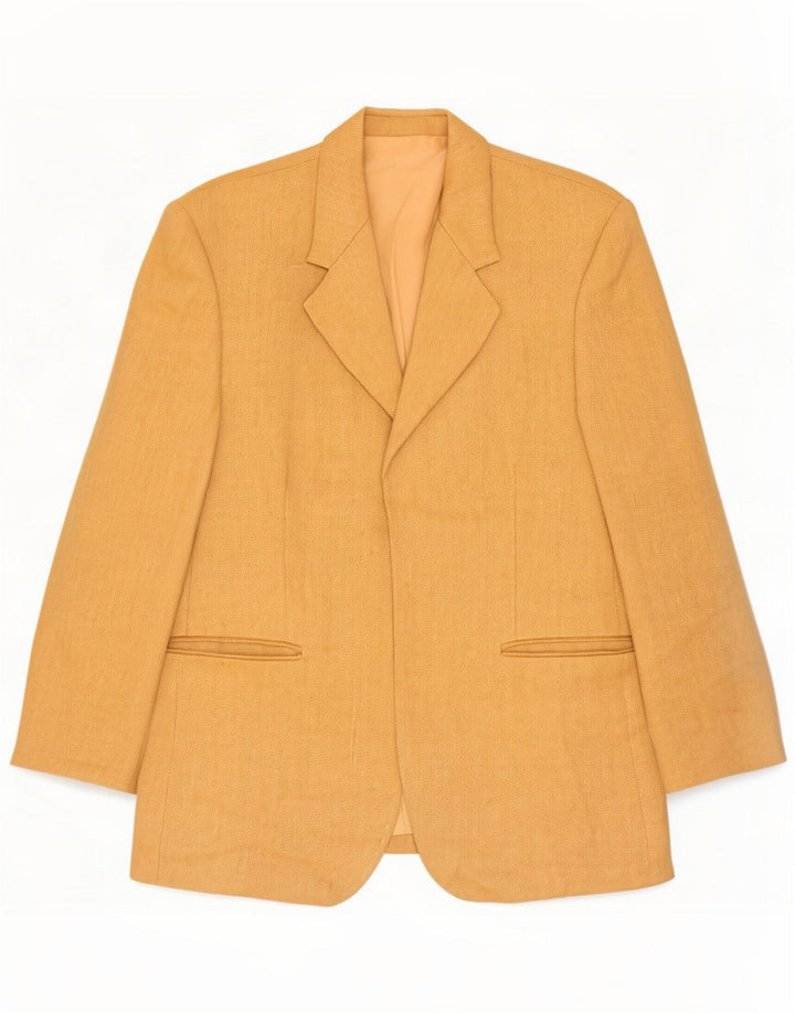 Giacca blazer aperta da donna vintage UK 14 Beige medio a spina di pesce