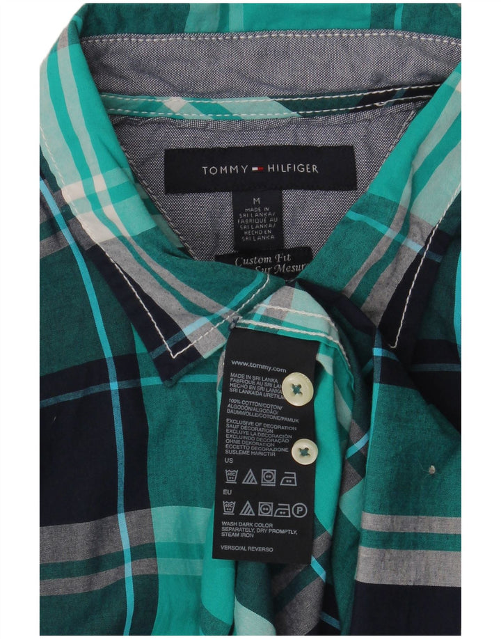 Tommy Hilfiger Mens Custom Fit Shirt Medium Blue Check Cotton