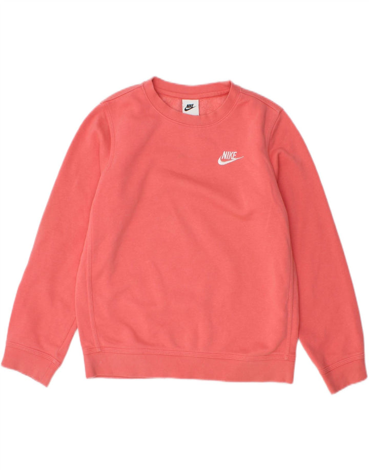 NIKE Girls Sweatshirt Jumper 10-11 Years Medium Pink Cotton Vintage Nike and Second-Hand Nike from Messina Hembry 