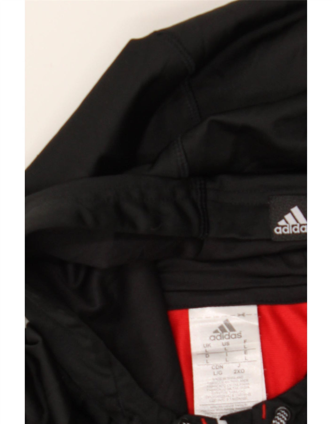 ADIDAS Mens Zip Hoodie Sweater Large Red Colourblock Polyester Vintage Adidas and Second-Hand Adidas from Messina Hembry 