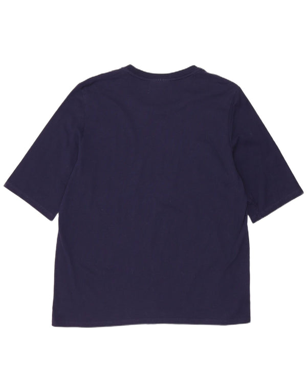 Lacoste Womens T-Shirt Top Size 44 Large Navy Blue Cotton