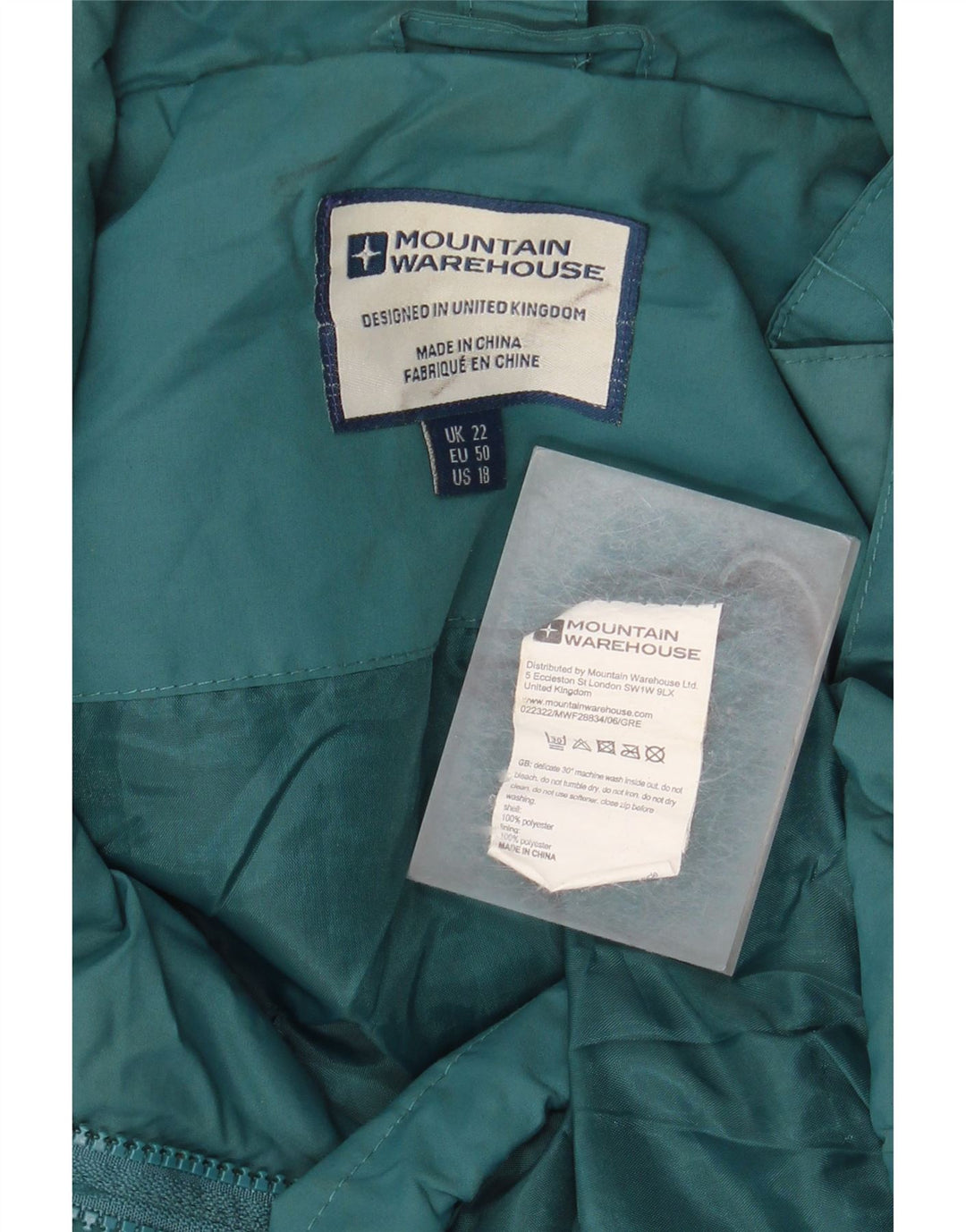 MOUNTAIN WAREHOUSE Dame Regnjakke med hætte UK 22 3XL Grøn Polyester
