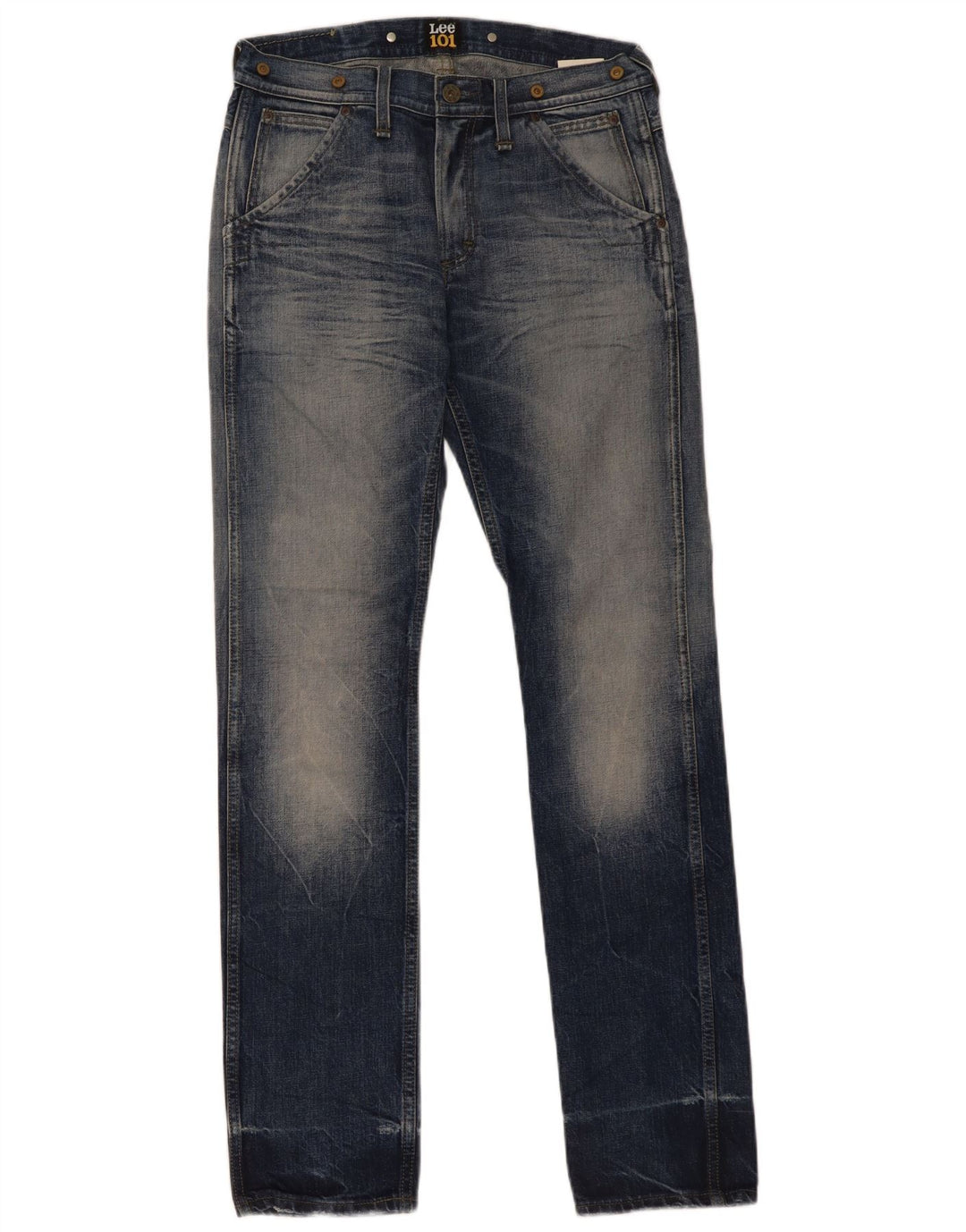 Lee Mens 101 Logger Straight Jeans W30 L34 Blue Cotton